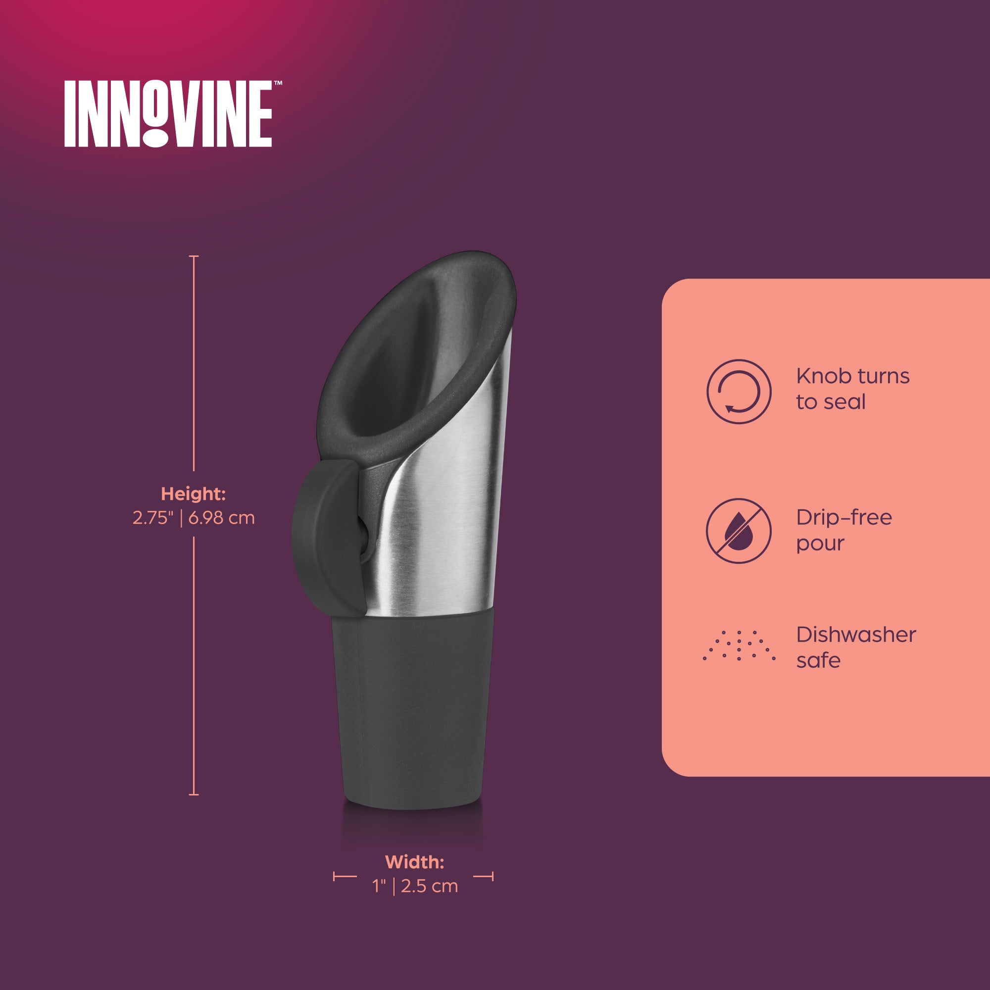 Wine Pourer and Stopper in Graphite
