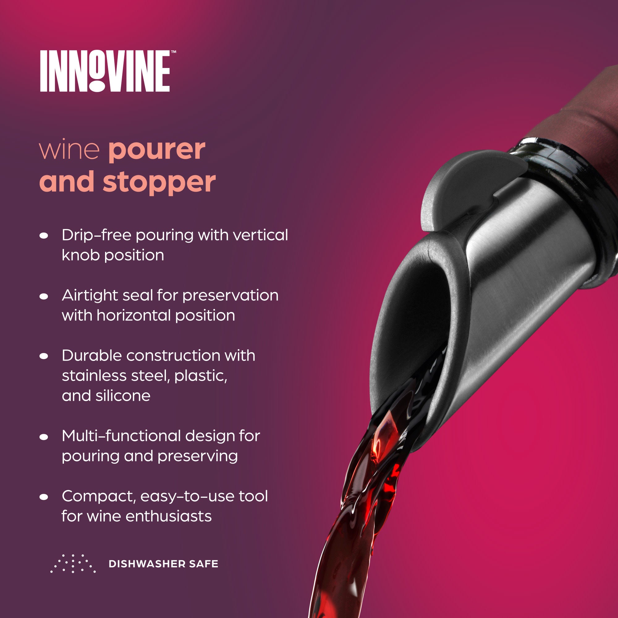 Wine Pourer and Stopper in Graphite