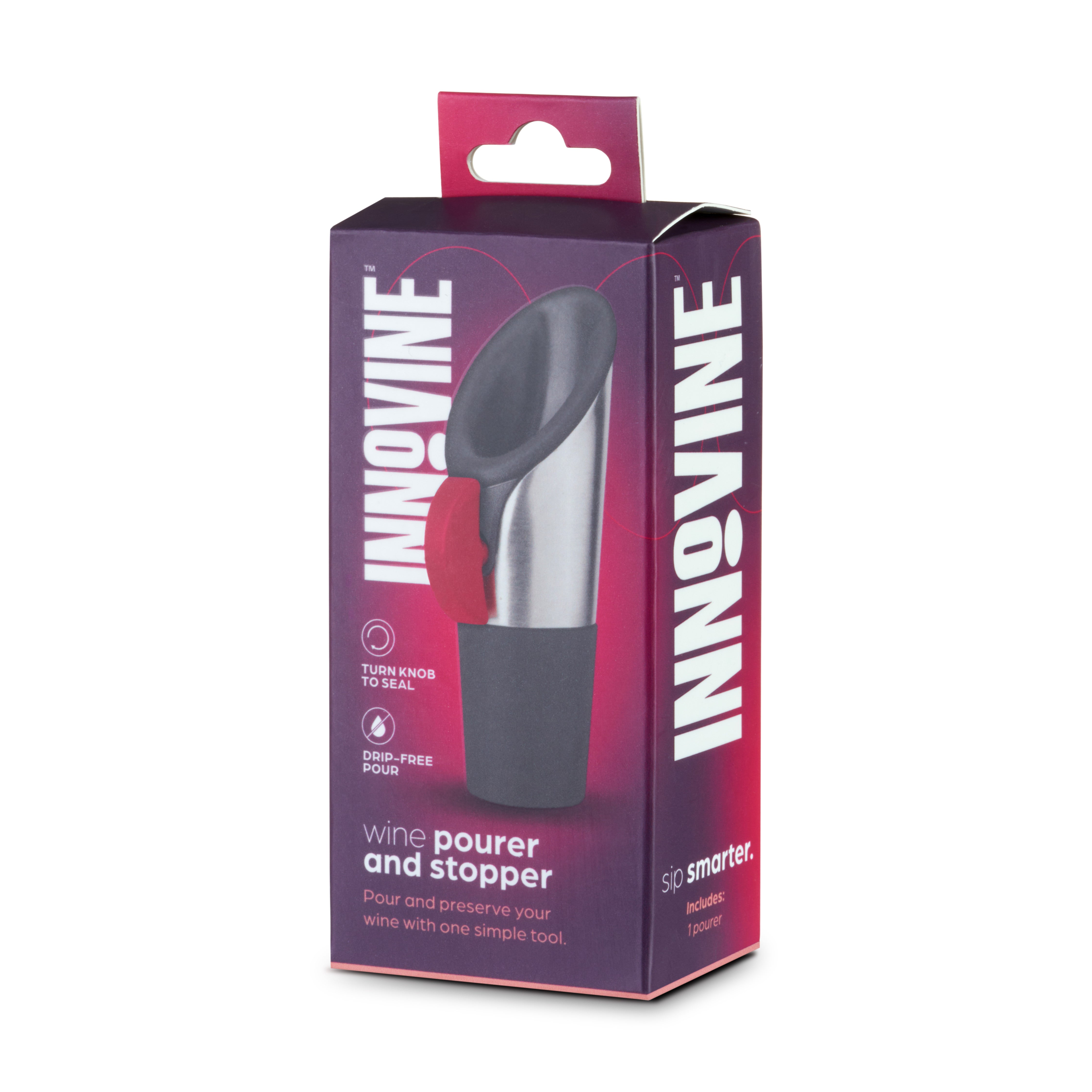 Wine Pourer and Stopper in Raspberry